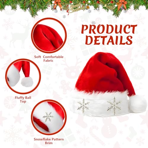 Unisex Velvet Santa Hat for Christmas & Holiday Parties - Adult Xmas Costume Accessory