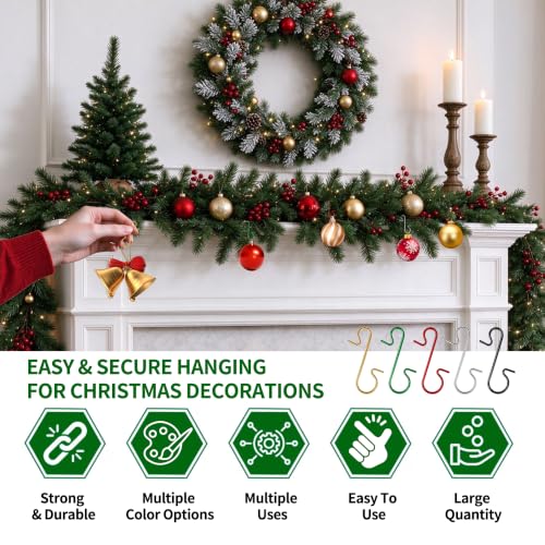 Gold 200PCS Christmas Ornament Hooks S-Shaped Hangers with Storage Box