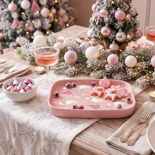 Teenyyou Pink Christmas Ceramic Spoon Rest 5.8" Tree Holder – Holiday Kitchen