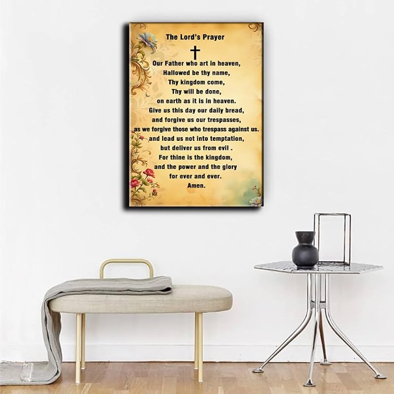 The Lord's Prayer Wall Art, 16x12 Inch Inspirational Christian Decor