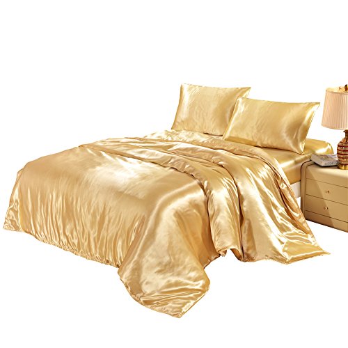 King Size Yellow Duvet Cover with Zipper Closure & Corner Ties