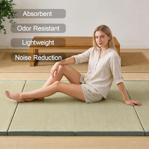 Japanese Tatami Floor Mattress, Foldable Rush Grass Sleeping Mat