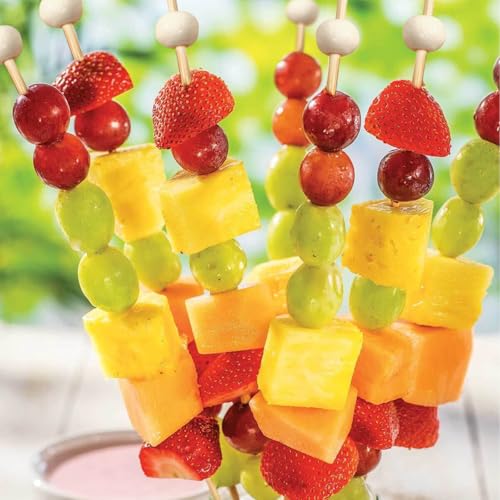 200 Pcs Wooden Cocktail Picks with Beads - 4.7 Inch Natural Bamboo Skewers for Charcuterie & Fruit Platters - HFengQ