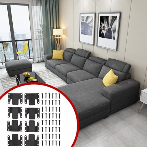 Universal Sectional Sofa Connector Brackets - 4 Sets with Screws