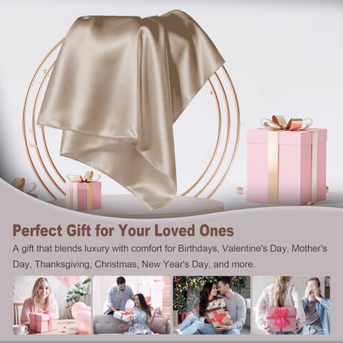 LYSHIN Silk Pillowcase 2 Pack Standard Size with Zipper Champagne