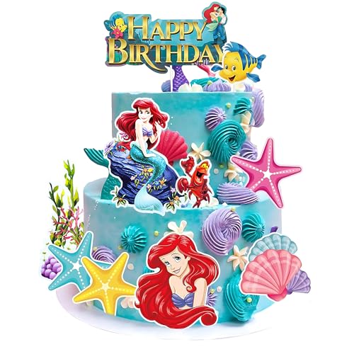 10-Piece Mermaid Cake Topper Set for Ocean Themed Birthday Parties
