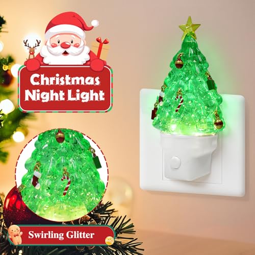 Xanqinluma Christmas Tree Night Light 1 Pack Wall Plug & USB Decor for Bedroom Living Room