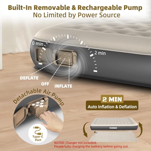 Twin TPU Air Mattress with Cordless Rechargeable Pump for Home & Camping