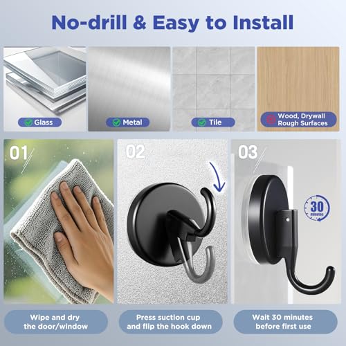 OUTXE Suction Cup Wreath Hanger Heavy Duty Glass Door Hook 2-Pack