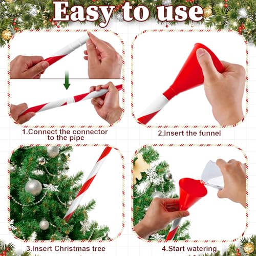 39.3-Inch Christmas Tree Watering Funnel System, Red & White Striped