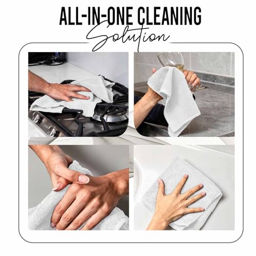RIVERSIDE 24 White Cotton Wash Cloths - 12x12 Inches, Soft & Absorbent