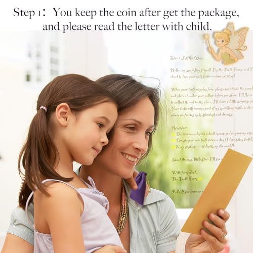 Tooth Fairy Coin Keepsake Kit with Tooth Pouch, Letter & Case for Kids