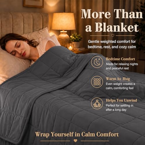 L'AGRATY 15 lbs Weighted Blanket for Adults (48"x72") - Cooling Microfiber