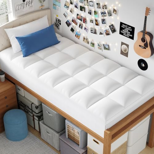 ELEMUSE Twin XL Mattress Topper - Thick Pillow Top Bed Pad for College Dorm