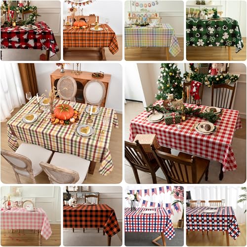Essifunia Rose Pink 108 x 12 inch Waterproof Checkered Table Runner