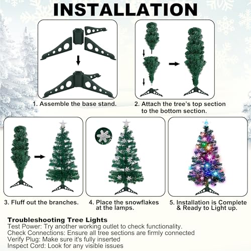3ft Pre-Lit Fiber Optic Christmas Tree with Multi-Color LED Lights & Star