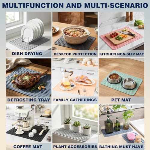 2-Pack Silicone Dish Drying Mat - Heat Resistant Kitchen Counter Mat