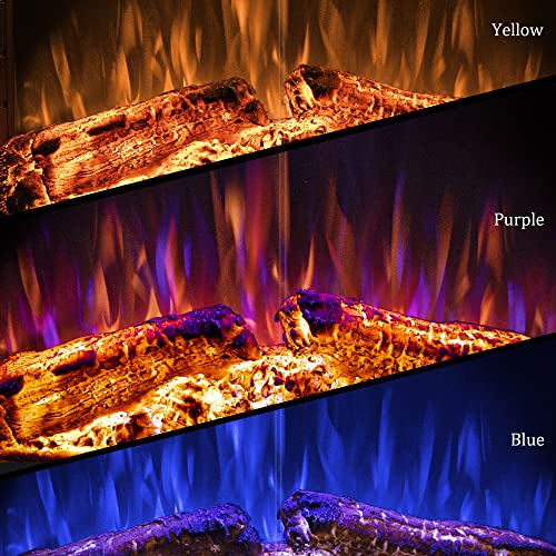36 Inch Electric Fireplace Insert with Glass Doors and Crackling Sound