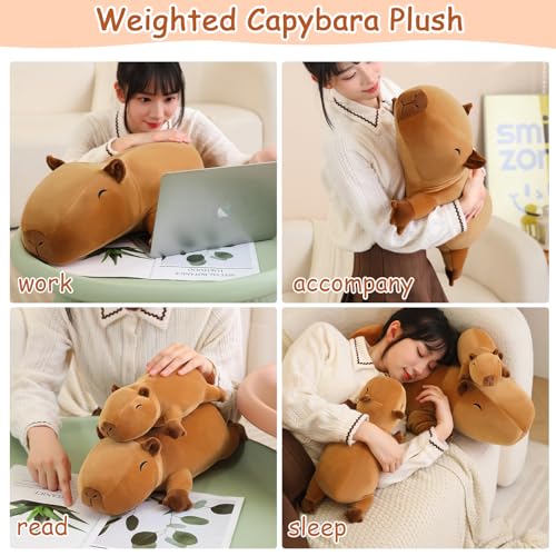 SQEQE Weighted Capybara Plush Stuffed Animal, Cute Soft Plushie Pillow Toy