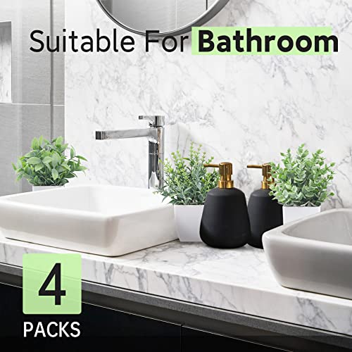 Set of 4 Mini Artificial Potted Plants - 7" Fake Eucalyptus for Desk & Shelf