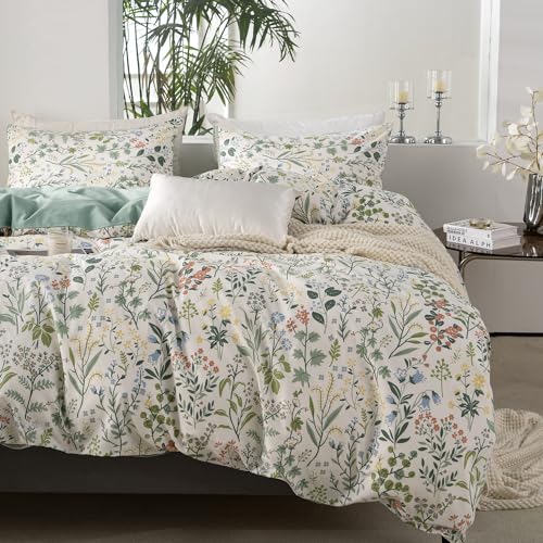 Floral Twin Duvet Cover Set - 100% Microfiber with Zipper Closure