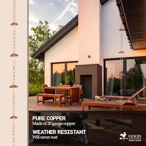 8.5-Foot Pure Copper Umbrella Rain Chain for Gutters