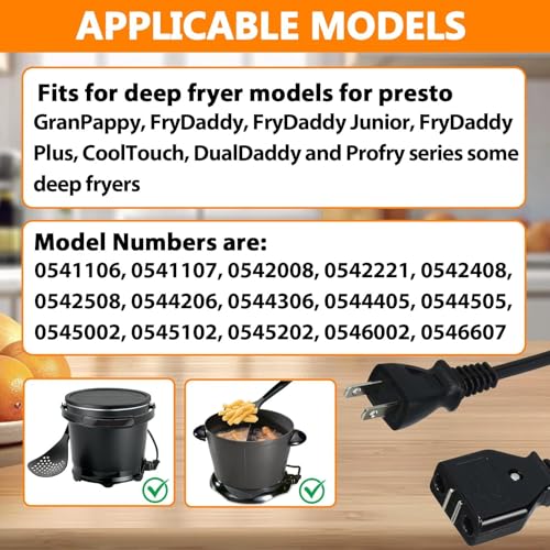 Magnetic Power Cord for Electric Deep Fryers, 120V 15A Replacement Cable