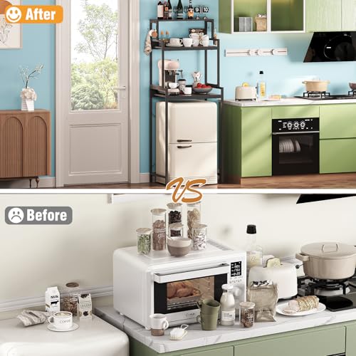 Espelism 3-Tier Mini Fridge Stand & Microwave Rack - Adjustable Kitchen Shelving