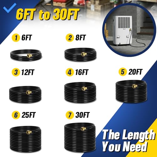 Dehumidifier Drain Hose 6ft with 3/4 Inch FHT Brass Fittings
