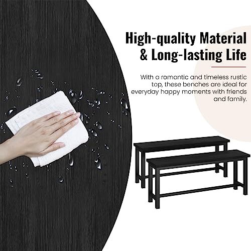 39-Inch Industrial Dining Bench, Set of 2 Wood Kitchen Benches