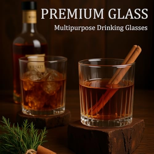8-Piece Ribbed Glassware Set, 12 oz Highball and 10 oz Cocktail Tumblers