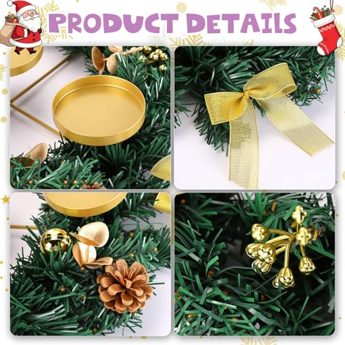 Christmas Advent Wreath Candle Holder with 5 Candles - Rustic Holiday Decor