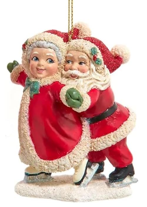 The Bridge Collection 2 Santa & Mrs. Claus Resin Ornaments, 4.25"