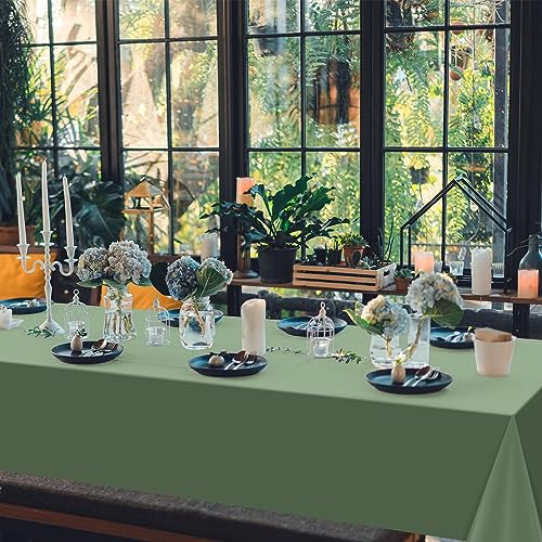 Sage Green Plastic Tablecloths - 3 Pack Disposable Rectangle Covers 54x108"