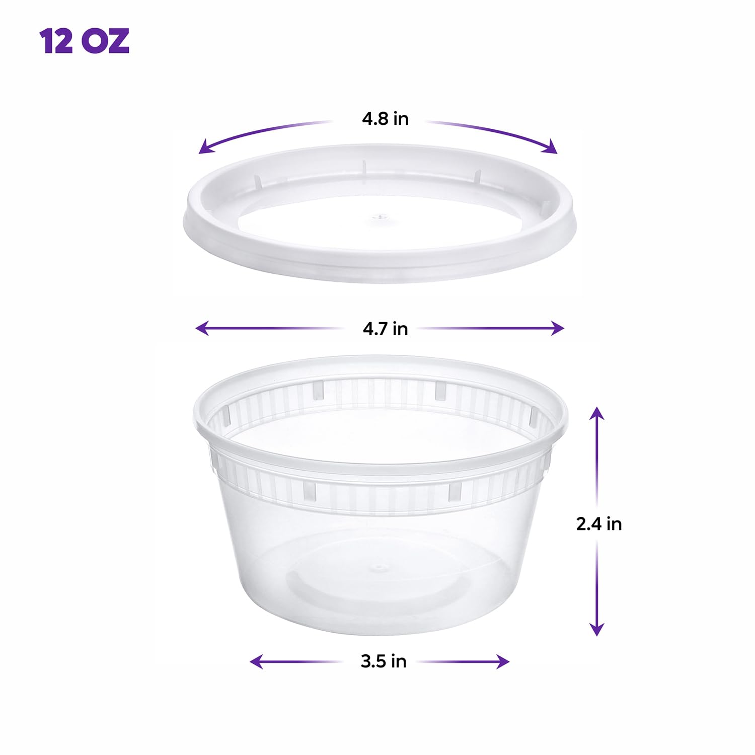 Pantry Value [12 oz. - 48 Count Plastic Food Storage Deli Containers with Lids - Perfect for Storing Soups, Sauces, and Snacks