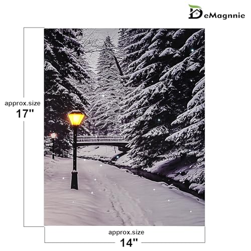 DEMAGNNIE Lighted Fiber Optic Snowy Landscape Wall Art 17x14 in