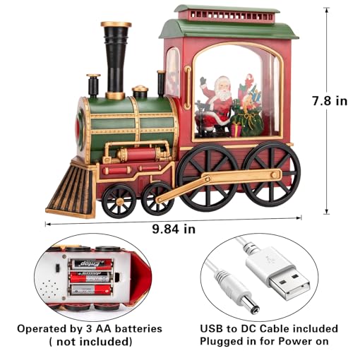 Musical Christmas Train Snow Globe Lantern with LED Lights & Timer