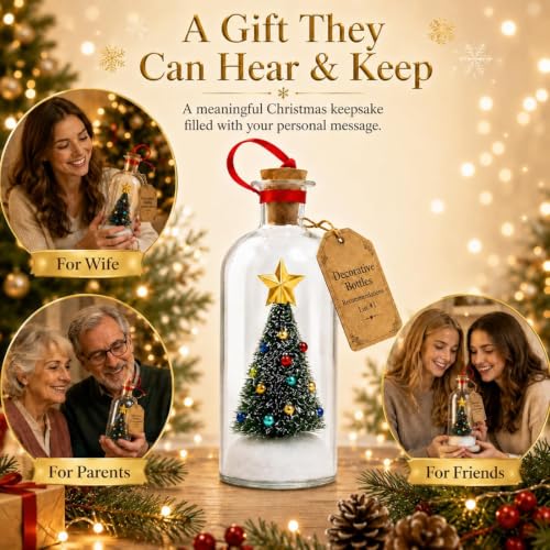 Recordable Christmas Tree in a Bottle Glass Ornaments - 3 Piece Set