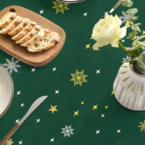 Horaldaily 60 x 84 Inch Oval Christmas Tree Tablecloth Green Holiday Decor