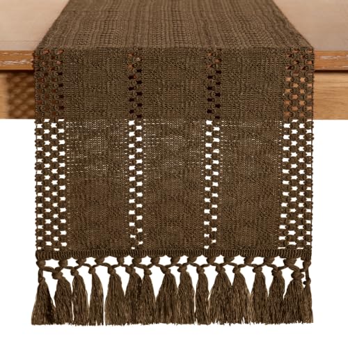 Socomi Boho Cotton Table Runner Fall Farmhouse Rustic Dining Decor 12"X90"