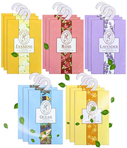 15-Pack Hanging Closet Sachets, Long-Lasting Scented Air Freshener Bags