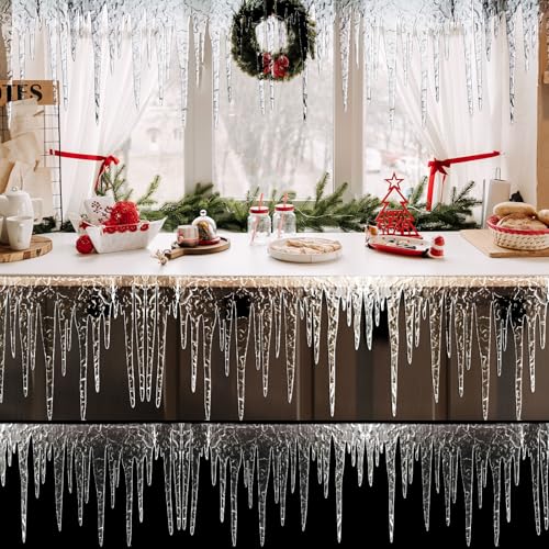Christmas Glitter Icicle Fringe Decoration Set - 4 Pieces, 7.9x47 Inches