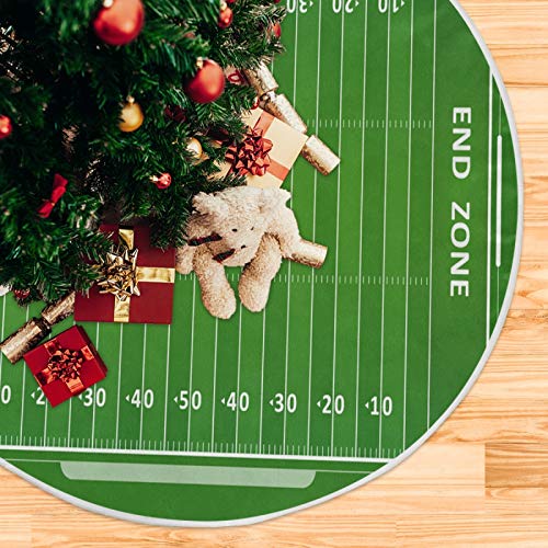 American Football Field Christmas Tree Skirt - 35.4 Inch Soft Polyester