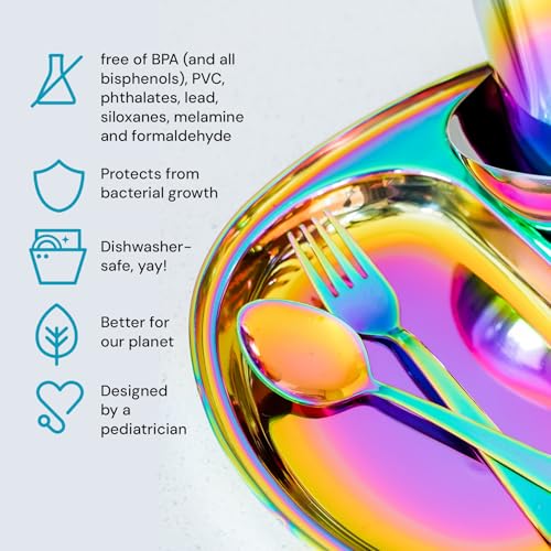 Stainless Steel Kids Utensil Set Rainbow Fork and Spoon