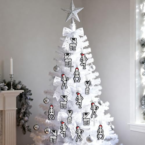 24 Gothic Skeleton Christmas Ornaments - Spooky Holiday Tree Decorations
