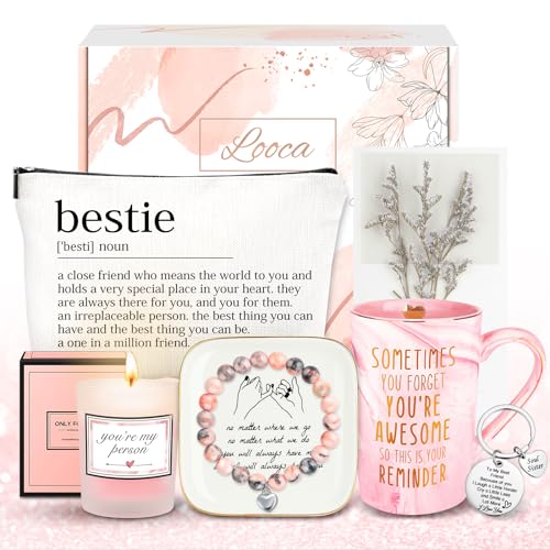 8pcs Best Friend Gift Set for Women - Mug, Keychain, Candle, Bracelet, Personalized Friendship Gifts