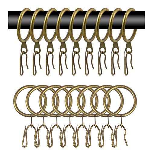 40 Pcs Metal Curtain Rings with Hooks, 30mm Diameter - Green Bronze