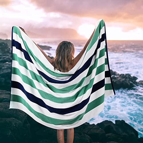 Oversized Cotton Beach Towel - 40x70 Extra Large Plush Stripe Pool Towel
