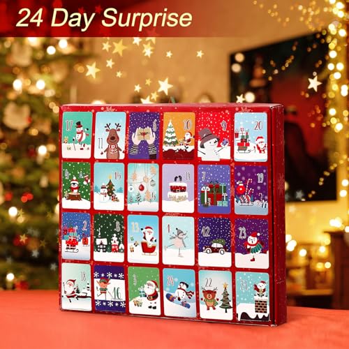 Novelty Christmas Socks Advent Calendar 24 Pairs for Men Women - Holiday Gift Set