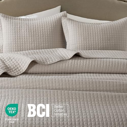 WDCOZY 100% Cotton Twin Quilt Set - Lightweight Beige Bedspread, 2 Piece